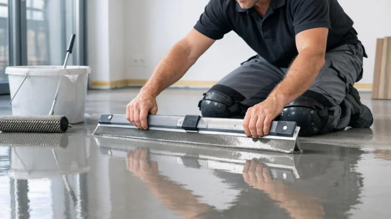 Egaliseren van betonvloer voor PVC