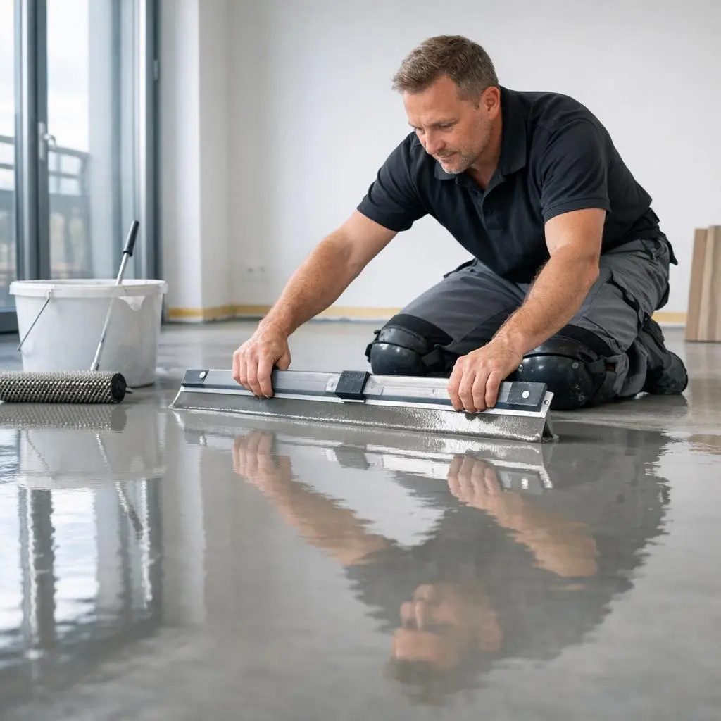 Egaliseren van betonvloer voor PVC